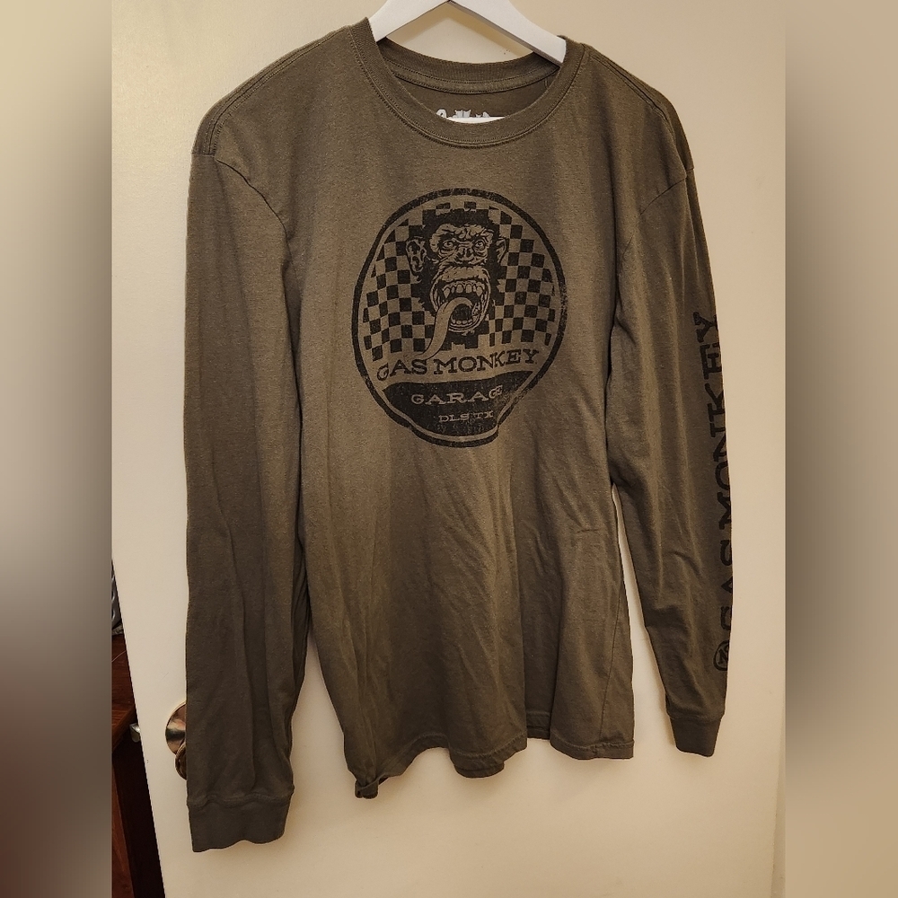 Gas Monkey garage long sleeve army green tshirt size Large